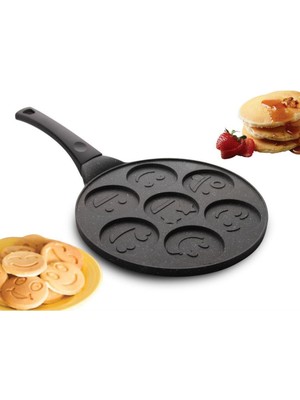 Trendy Granit Pankek Tavası 28 cm Gülen Yüz Emojili Pankek Tavası