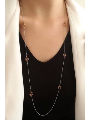 İtalyan tasarımı gümüş trend uzun zincir kolye