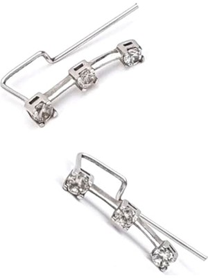 zirkon taşlı gümüş tek earcuff küpe