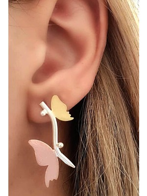 Kelebek figürlü gümüş tasarım küpe