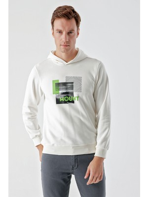 Morven  Erkek Beyaz Trend Kapüşonlu Sweat-Shirt