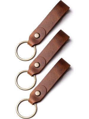 Atelier Duos Bushes Deri Anahtarlık, Üçlü Set Taba Deri Anahtarlık