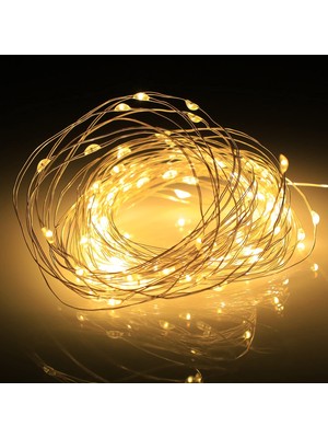 Robeve Peri LED 5 Metre Gün Işığı Sarı Renkli Pilli Dekoratif Aydınlatma Süsleme Parti Sarı LED Işık Yılbaşı LED Işık Süsleme Dekorasyon Işığı Şerit Aydınlatma LED
