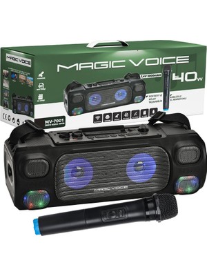 Virox Magıcvoıce MV-7001 Vhf El Mik Usb/sd/bt/uk 40 Watt Işıklı Taşınabilir Şarjlı  Seyyar Anfi (81)