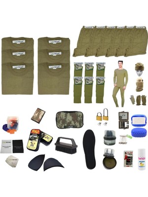 Mrc Tactical 6'lı Kışlık Acemi - Bedelli Askerlik Seti - Askeri Termal Içlik - Fanila - Cüzdanı - Haki