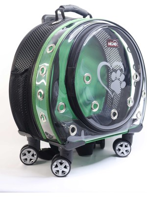 Migno Space Model Kedi Köpek Taşıma Çantası Fileli Şeffaf Yeşil