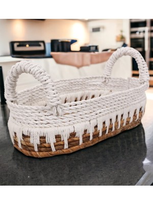 Ocean Point Doğal Abaka El Dokuması Tepsi & Sepet 35CM