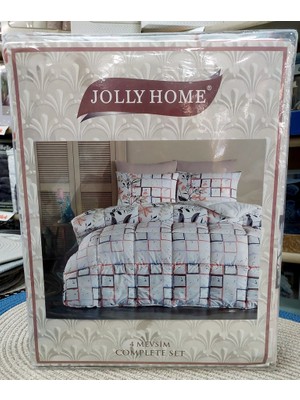 Jolly Home 4 Mevsim Çift Kişilik Kapitoneli Nevresim Takımı-Geofle Somon