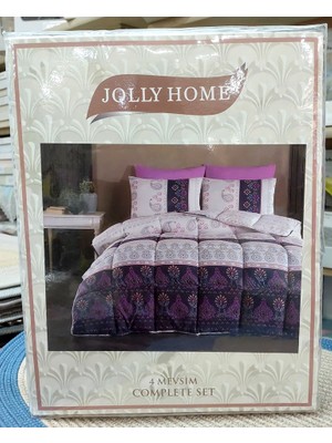 Jolly Home 4 Mevsim Tek Kişilik Kapitoneli Nevresim Takımı-Sima Indigo