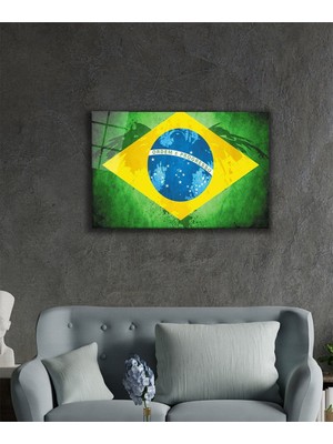  Brezilya Bayrağı Cam Tablo Brazil Flag