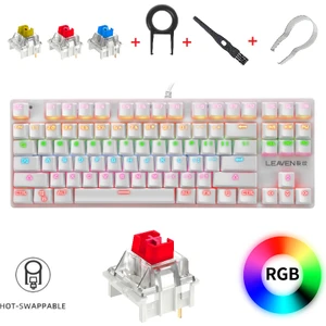 K550 Kablolu Hot-Swap Rainbow RGB Blue Switch Mekanik Klavye 87 Tuş
