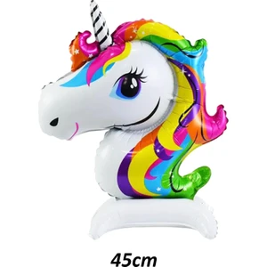 Ayaklı Unicorn Folyo Balon Dik Durabilen Masa Üstü Boy Balon 45CM