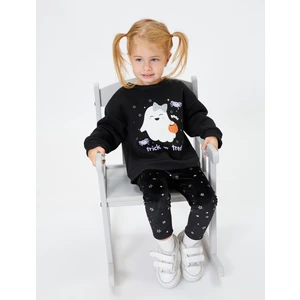 Sweatshirt Uzun Kollu Baskı Detaylı Bisiklet Yaka Şardonlu