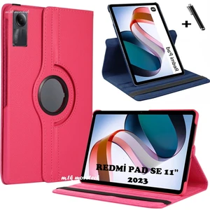 M.TK Moveteck Xiaomi Redmi Pad Se 11 Inç Tablet Kılıf 360 Dönebilen Stand Tam Koruma Pu Deri Akıllı Kapaklı Kılıf+ Dokunmatik Kalem