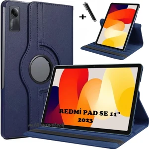 M.TK Moveteck Xiaomi Redmi Pad Se 11 Inç Tablet Kılıf 360 Dönebilen Stand Tam Koruma Pu Deri Akıllı Kapaklı Kılıf+ Dokunmatik Kalem