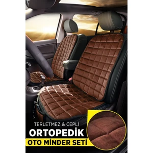 Soft Cepli Ortopedik Oto Koltuk Minder Seti - Oto Koltuk Kılıfı - Ön 2 Sırt Dayamalı Koltuk Set