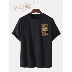 Duman Baskılı Siyah Oversize Tshirt