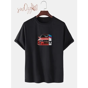 E30 M3 Baskılı Siyah Oversize Tshirt