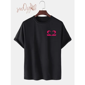 Motive Minimal Tasarımlı Yüksek Kaliteli Siyah Penye  Tshirt