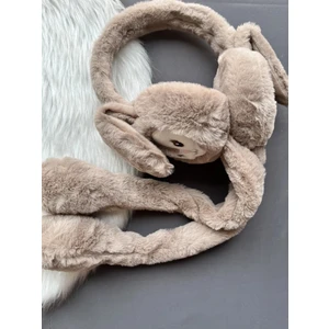 Tarz Çocuk Hareketli Oynar Kulaklı Peluş Tavşan Çocuk Kulak Isıtıcı Koruyucu Kulaklık - Kahverengi