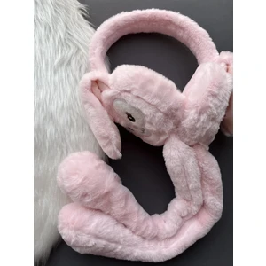 Tarz Çocuk Hareketli Oynar Kulaklı Peluş Tavşan Çocuk Kulak Isıtıcı Koruyucu Kulaklık - Açık Pembe