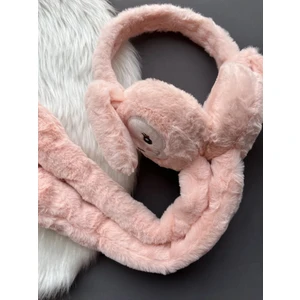 Tarz Çocuk Hareketli Oynar Kulaklı Peluş Tavşan Çocuk Kulak Isıtıcı Koruyucu Kulaklık - Somon