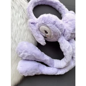 Tarz Çocuk Hareketli Oynar Kulaklı Peluş Tavşan Çocuk Kulak Isıtıcı Koruyucu Kulaklık - Lila