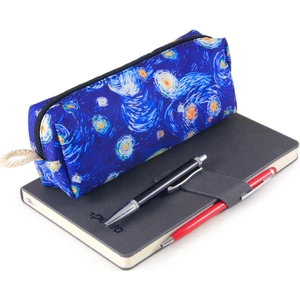 Van Gogh Yıldızlı Gece Tablosu Desenli Renkli Kalemlik Fermuarlı Makyaj Çantası