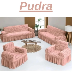 Jakarlı 3+3+1+1 Koltuk Takımı Örtüsü. Lastikli, Esnek, Yıkanabilir Koltuk, Kanepe, Çekyat Kılıfı