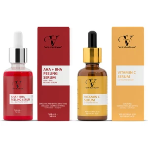 2 li Cilt Bakım Seti Aha Bha Peeling Serum Kırmızı Serum Vitamin C Serum 30 ml
