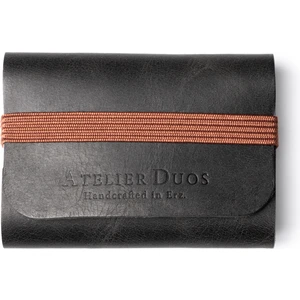 Atelier Duos  Deri Kartlık, Lastikli Kartlık,el Yapımı Kartlık, Siyah Deri-Kahve Lastik
