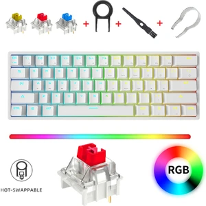 K620 Rgb 61 Tuş Type-C Kablolu Hot Swap Mekanik Klavye-3 Adet Switch Hediyeli