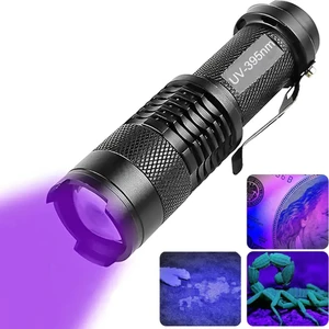 Uv Profesyonel Zoomlu Flaşlı LED Mor Işık El Feneri 395 Nm Ekstra Güç