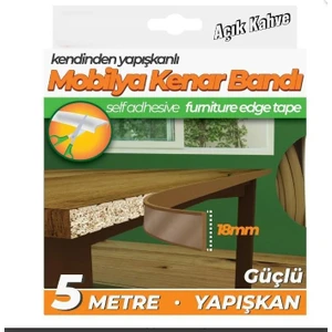 Kendinden Yapışkanlı Masa,raf,dolap,tezgah,mobilya Kenar Bandı 18MMX5 Metre-Açık Kahve