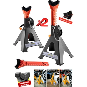 Deko Turkey Araba Suv Kamyon Için Çift Kilitli Profesyonel Sehpa Tipi Kriko Standı 3ton Tonajlı 2 Adet Set X2