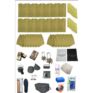 Mrc Tactical 12'li Temel Acemi - Bedelli Askerlik Seti - Askeri Malzeme Cüzdan Yastık Kılıfı Fanila Don Boxer Çorap Seti