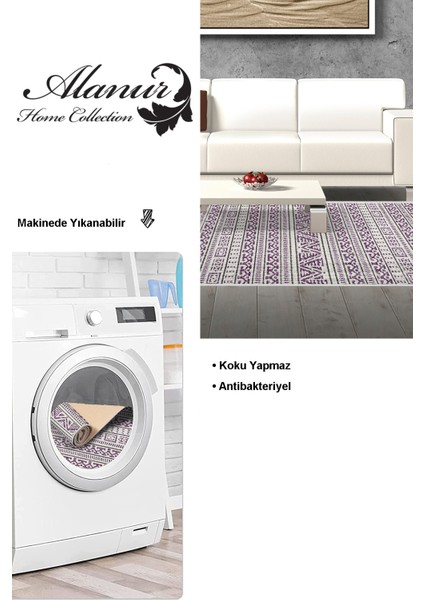 Dijital Salon Halısı Yıldız Deri Kaymaz Taban Iskandinav Adelia Gül Kurusu