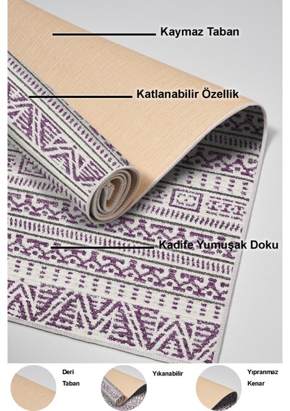 Dijital Salon Halısı Yıldız Deri Kaymaz Taban Iskandinav Adelia Gül Kurusu