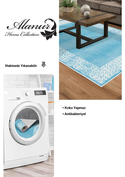 Dijital Salon Halısı Trend Keçe Kaymaz Taban Modern Sequoia Mavi modelleri