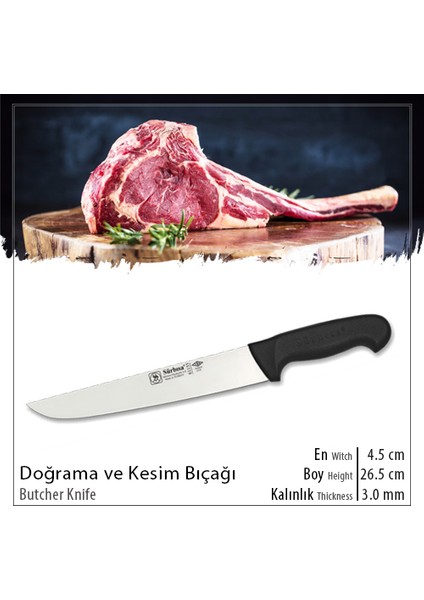 61155 Kasap Bıçağı (7 No Doğrama ve Kesim Bıçağı) Siyah Renk fırsatları
