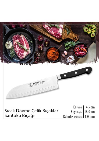 61950 Sıcak Dövme Santoku Aşçı Bıçağı