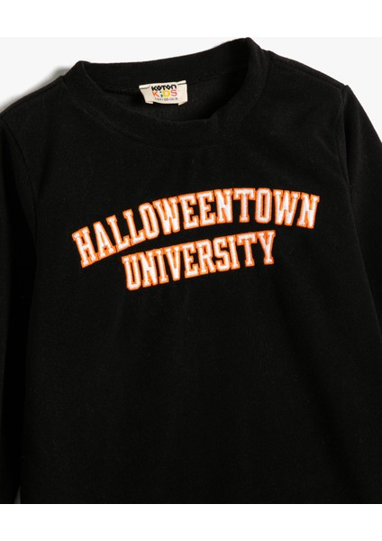 Sweatshirt Cadılar Bayramı Temalı Işlemeli Uzun Kollu Bisiklet Yaka Şardonlu modelleri