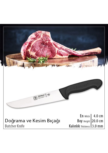61140 Kasap Bıçağı (4 No Doğrama ve Kesim Bıçağı) Siyah Renk fırsatları