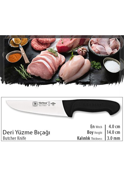 61110 Kasap Bıçağı (1 No Deri Yüzme Bıçağı) Siyah Renk fırsatları
