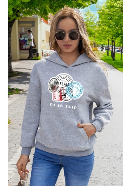 Roadtrip Baskılı Kapüşonlu Sweatshirt