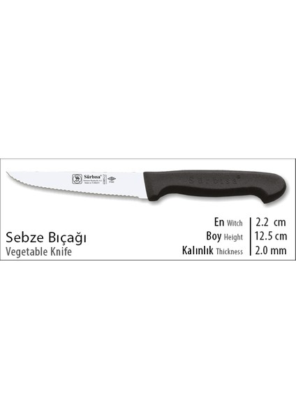 61005-LZ Biftek Bıçağı (Steak) Sebze Bıçağı Tırtıklı Siyah Renk fırsatları