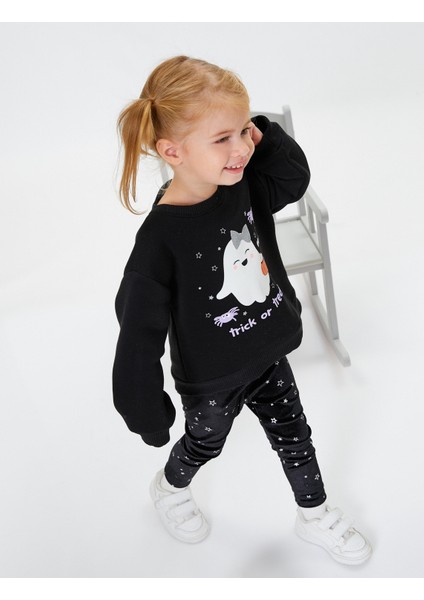 Sweatshirt Uzun Kollu Baskı Detaylı Bisiklet Yaka Şardonlu fiyatları