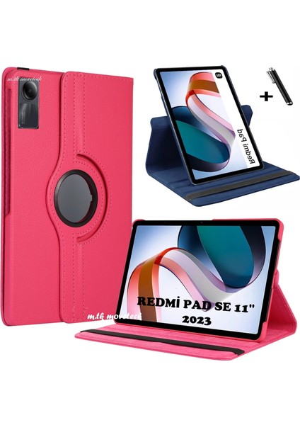 M.tk moveteck Xiaomi Redmi Pad Se 11 Inç Tablet Kılıf 360 Dönebilen Stand Tam Koruma Pu Deri Akıllı Kapaklı Kılıf+ Dokunmatik Kalem