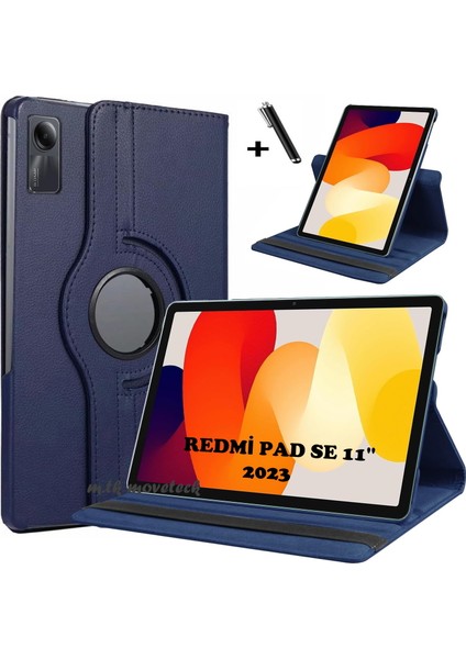 Xiaomi Redmi Pad Se 11 Inç Tablet Kılıf 360 Dönebilen Stand Tam Koruma Pu Deri Akıllı Kapaklı Kılıf+ Dokunmatik Kalem