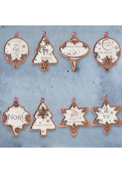 Iskandinav Tarzı Noel Baba Kazımalı Hohoho Yazılı Yılbaşı Ağaç Süsü, Minimalist Noel Yılbaşı Ağacı Dekorasyonu Süsü